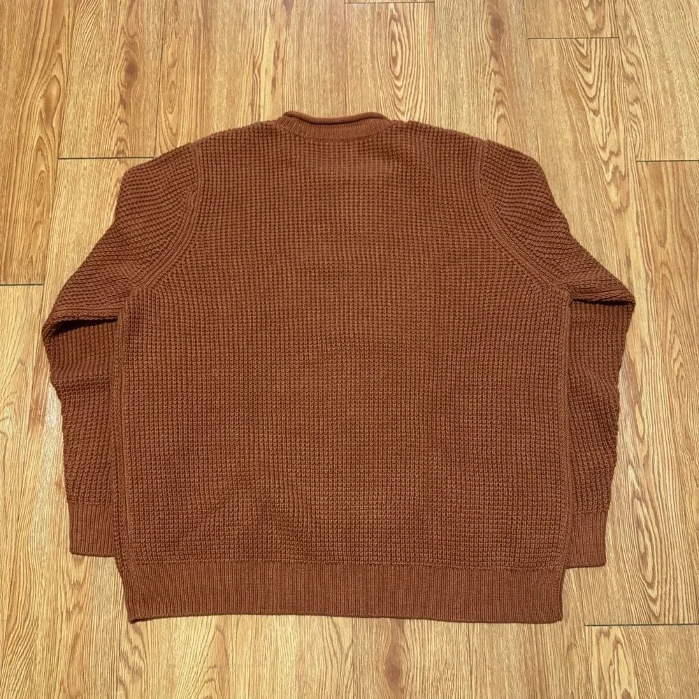 LL Bean Men's Sweater Fits XL Roll Neck Waffle Orange and Green BUNDLE NEW